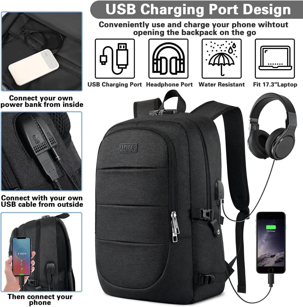 Travel Laptop Backpack for Men, 17.3 Inch anti Theft Business Laptop Backpack Wi