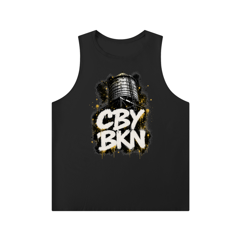 CBY BKN Water Tower crewneck tank, Brooklyn water tower graphic front