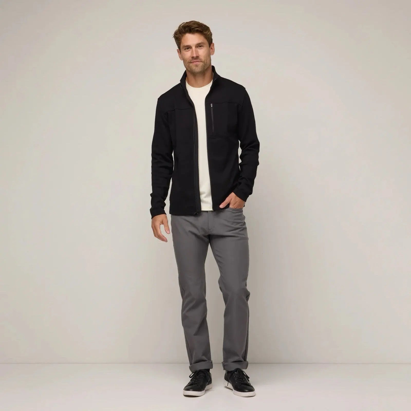 Wool& Prince Ponte Full Zip Jacket $208 MSRP Men’S Size L Black