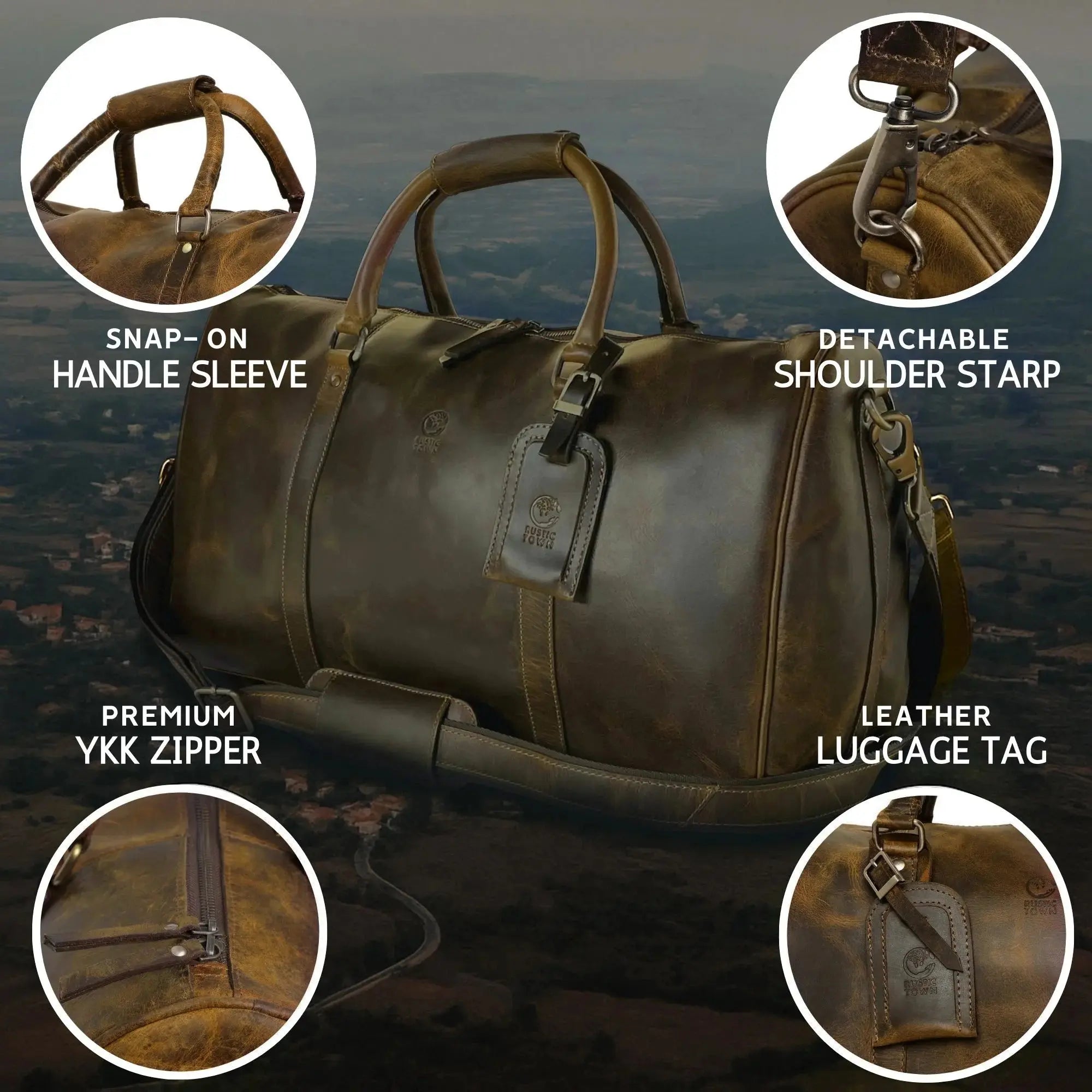 Leather Duffle Bag for Men Travel Gym Sports Carry on Luggage Duffel Bag Overnight Weekender Gift by