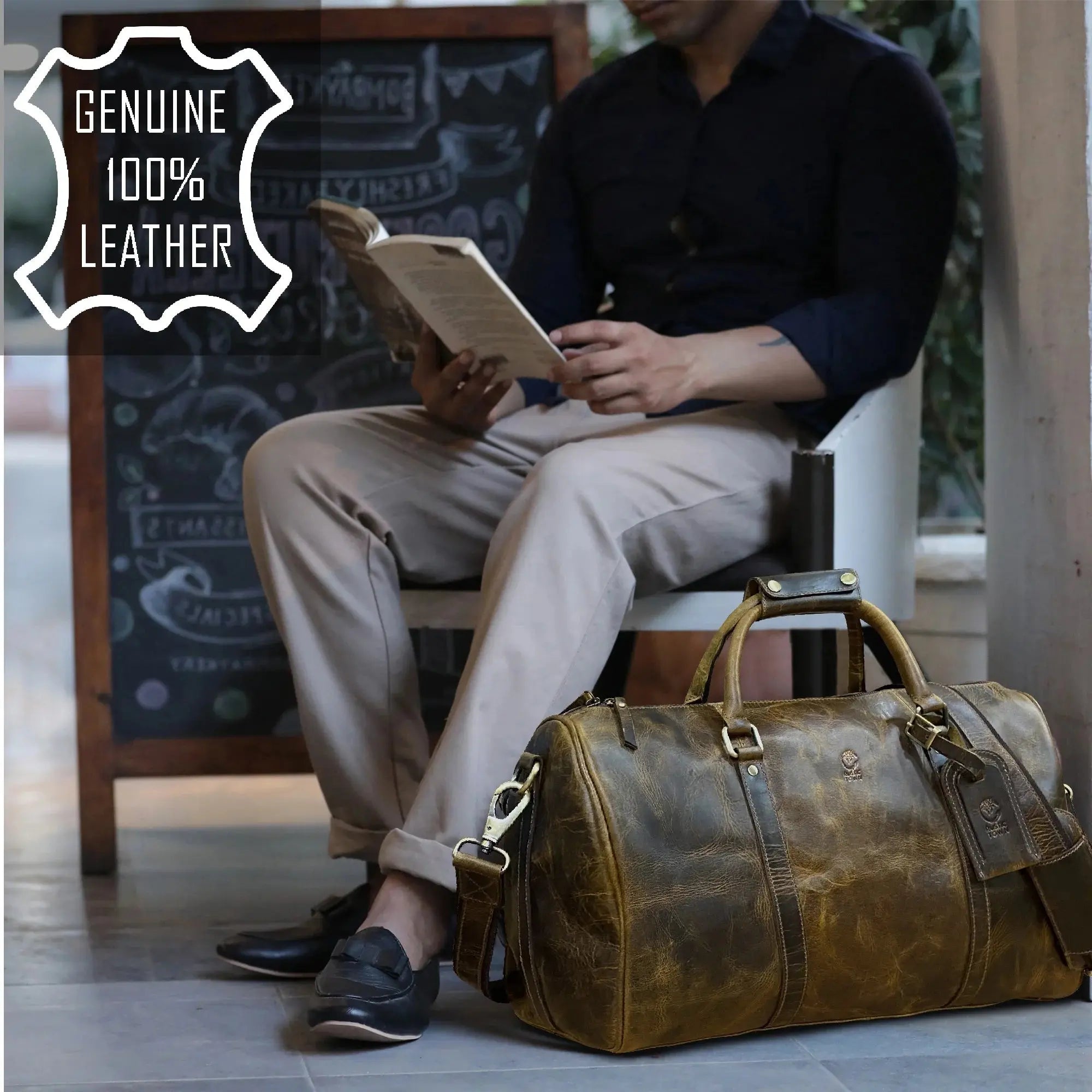 Leather Duffle Bag for Men Travel Gym Sports Carry on Luggage Duffel Bag Overnight Weekender Gift by