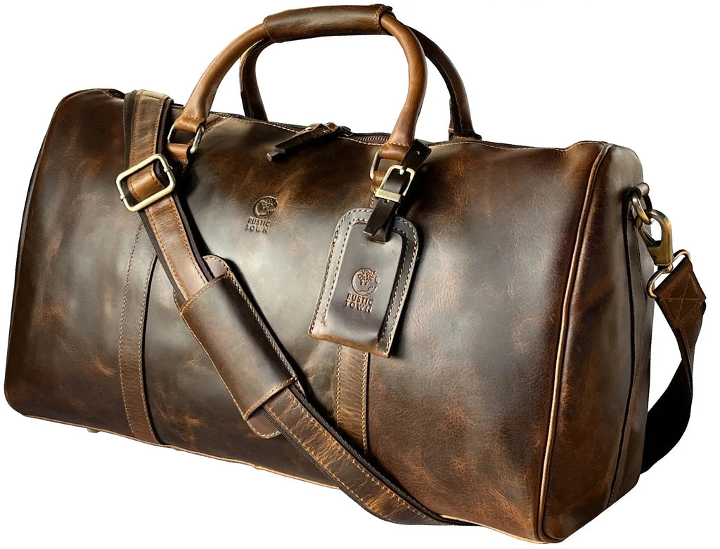Leather Duffle Bag for Men Travel Gym Sports Carry on Luggage Duffel Bag Overnight Weekender Gift by
