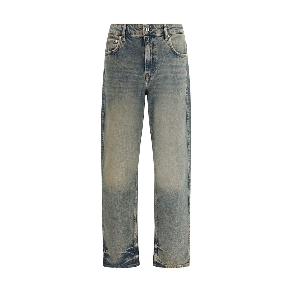 Represent Blue Cotton Straight-Leg Jeans Represent
