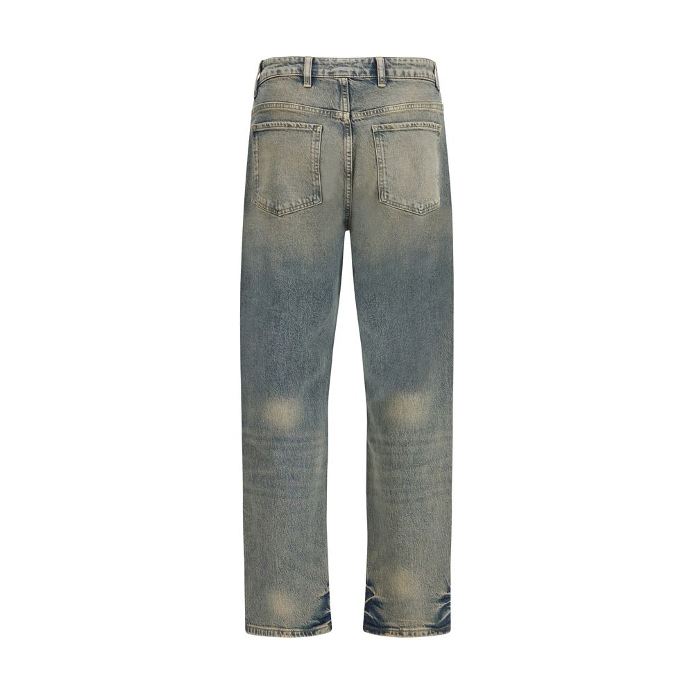 Represent Blue Cotton Straight-Leg Jeans Represent
