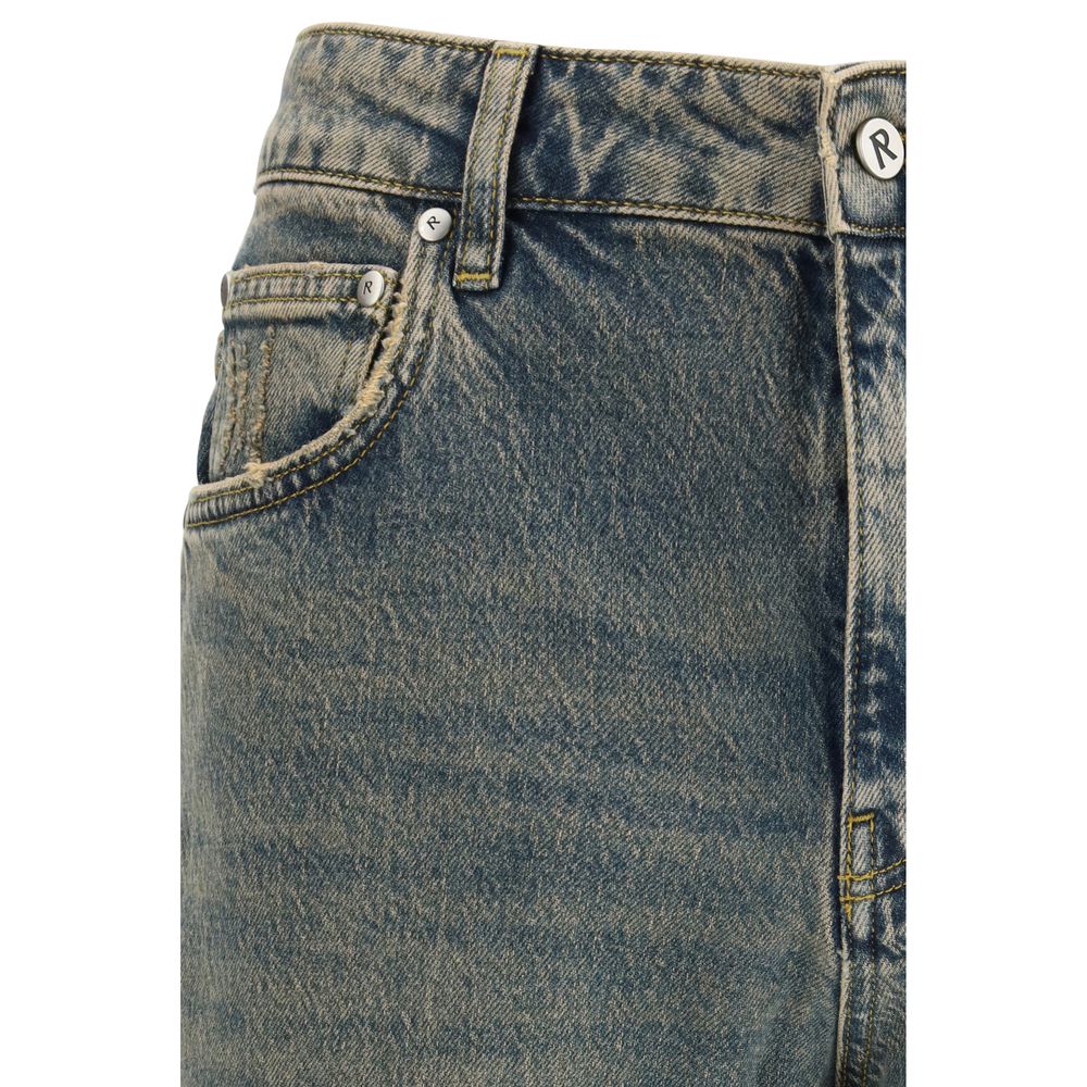 Represent Blue Cotton Straight-Leg Jeans Represent