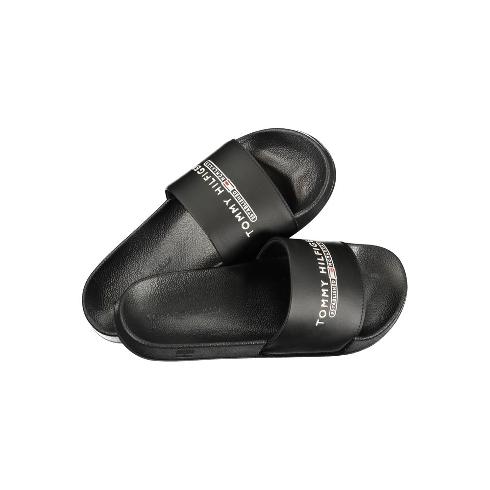 Tommy Hilfiger Black Polyurethane Men Slipper Tommy Hilfiger