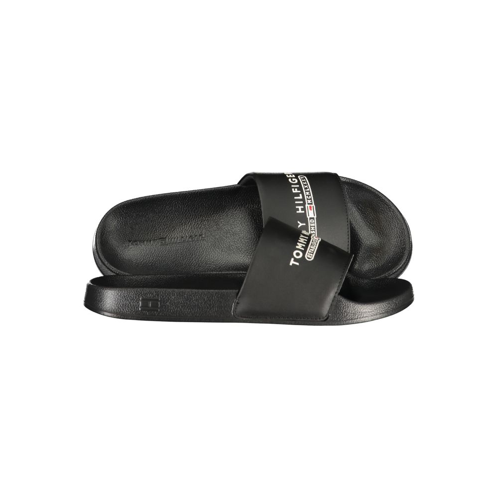 Tommy Hilfiger Black Polyurethane Men Slipper Tommy Hilfiger