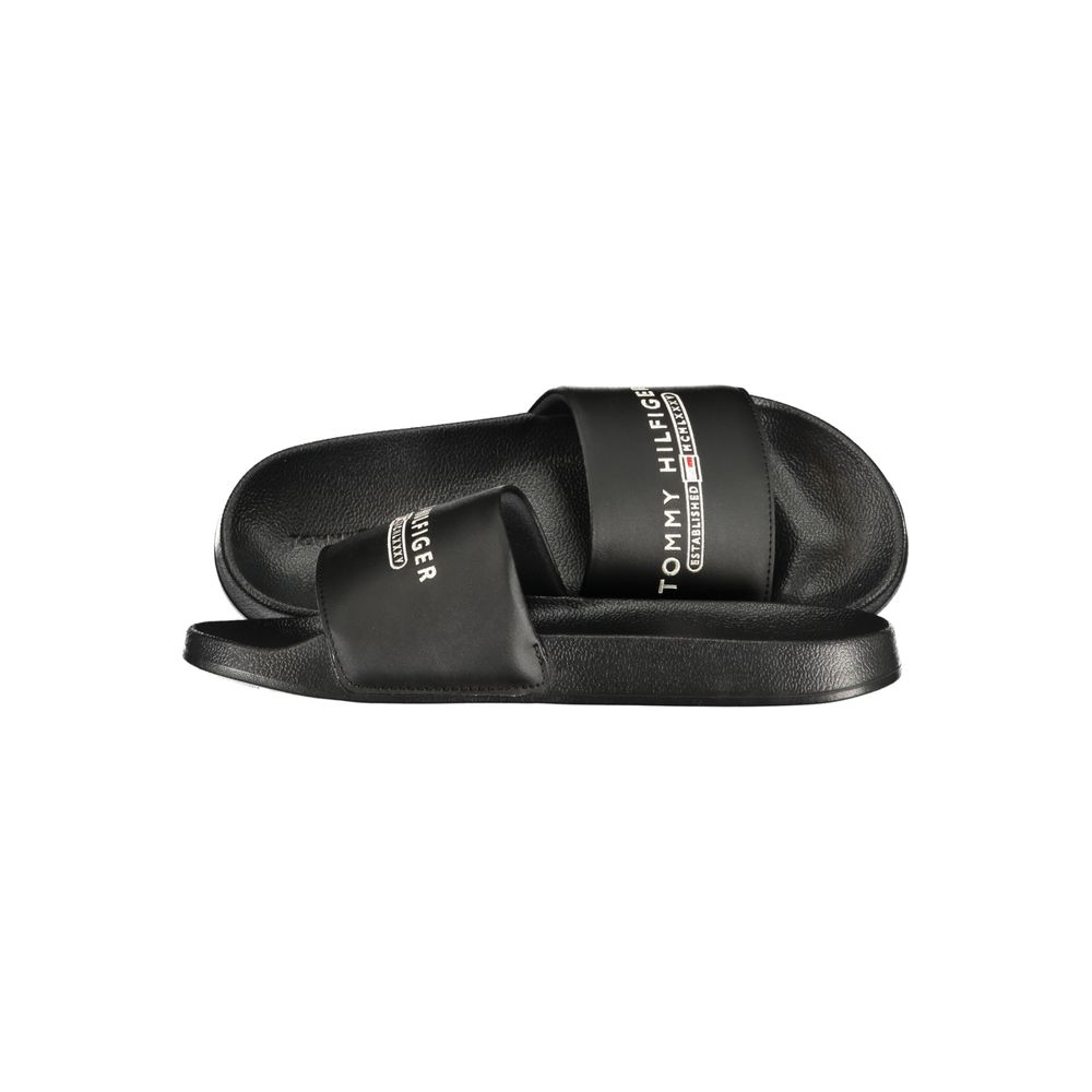 Tommy Hilfiger Black Polyurethane Men Slipper Tommy Hilfiger