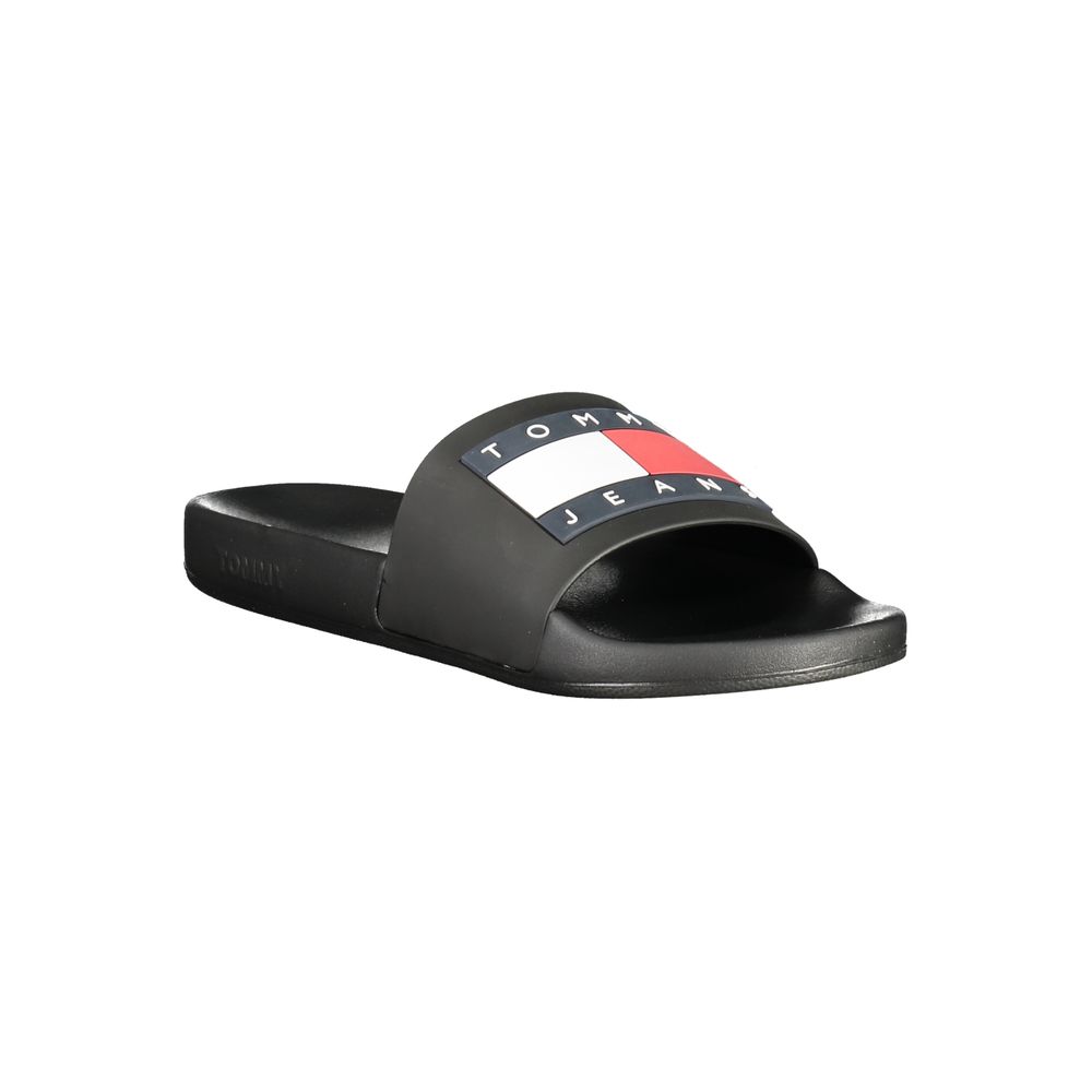 Tommy Hilfiger Black Polyurethane Men Slipper Tommy Hilfiger