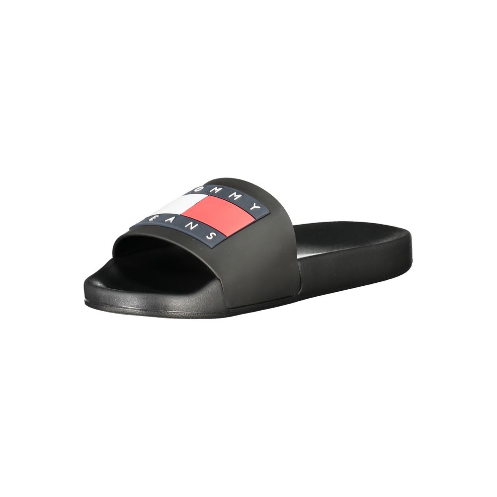 Tommy Hilfiger Black Polyurethane Men Slipper Tommy Hilfiger