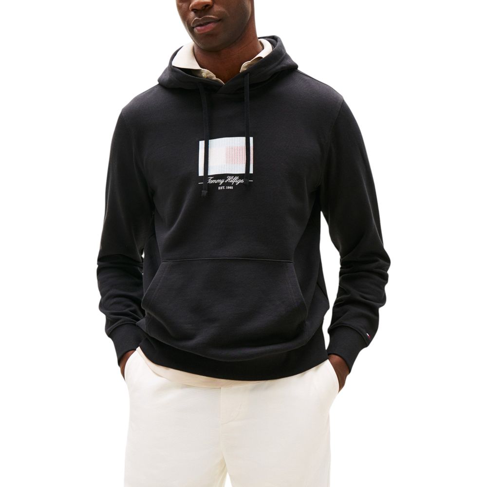 Tommy Hilfiger Black Recycled Cotton Hoodie Tommy Hilfiger