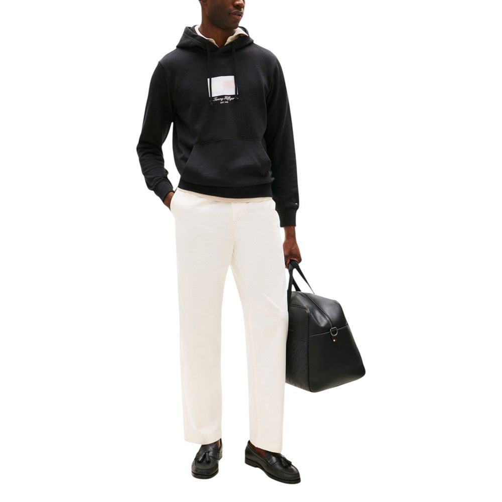 Tommy Hilfiger Black Recycled Cotton Hoodie Tommy Hilfiger