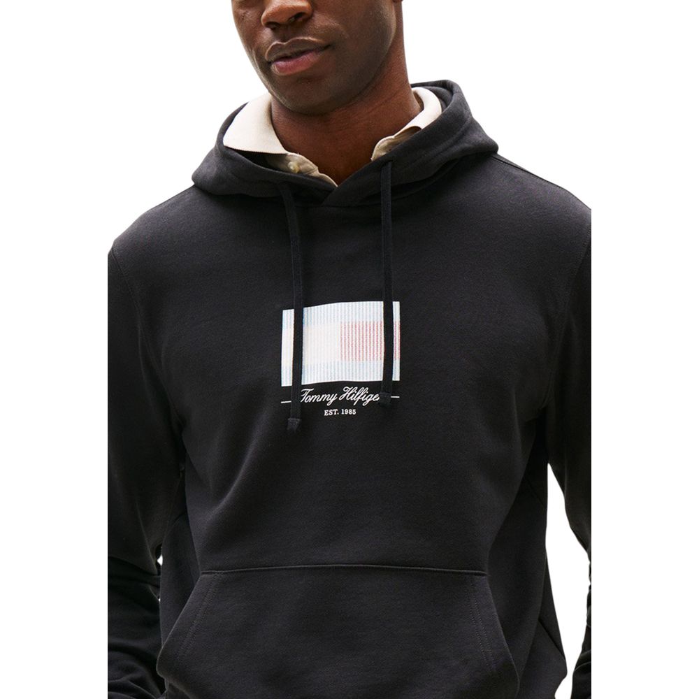 Tommy Hilfiger Black Recycled Cotton Hoodie Tommy Hilfiger
