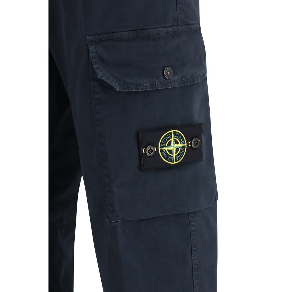 Stone Island Blue Cotton Cargo Pants Stone Island