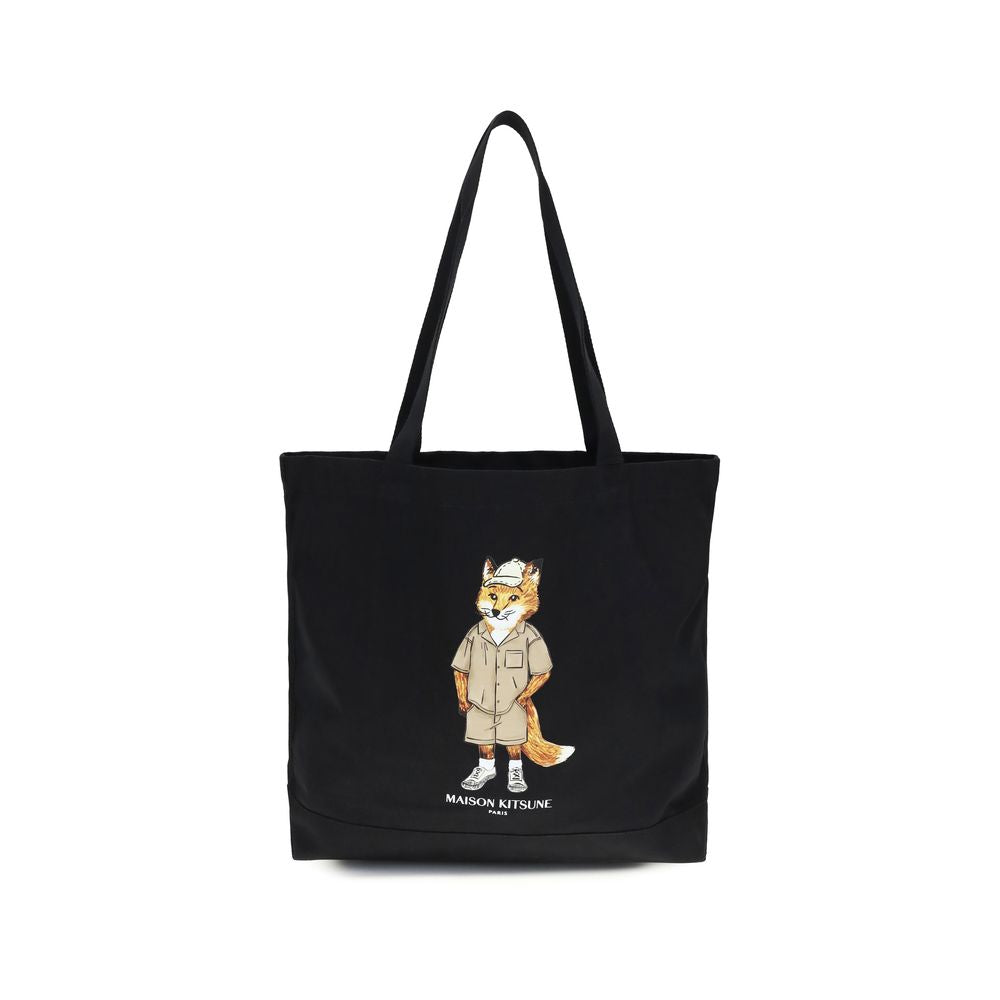 Maison Kitsuné Black Cotton Shoulder Bag Maison Kitsuné