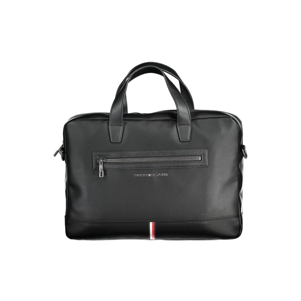 Tommy Hilfiger Black Polyurethane Men's Briefcase Tommy Hilfiger