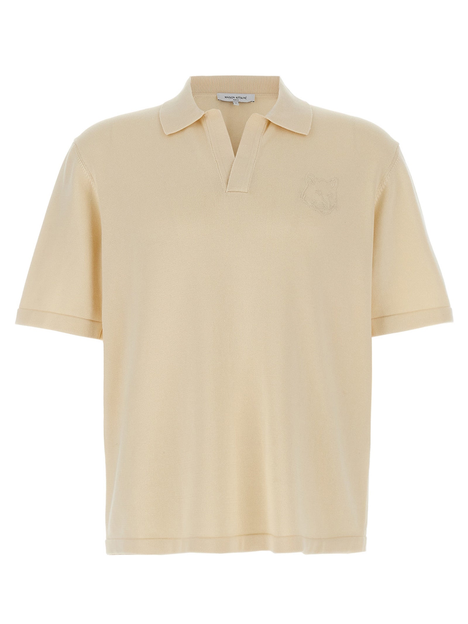 Maison Kitsuné Beige Cotton Polo Shirt Maison Kitsuné