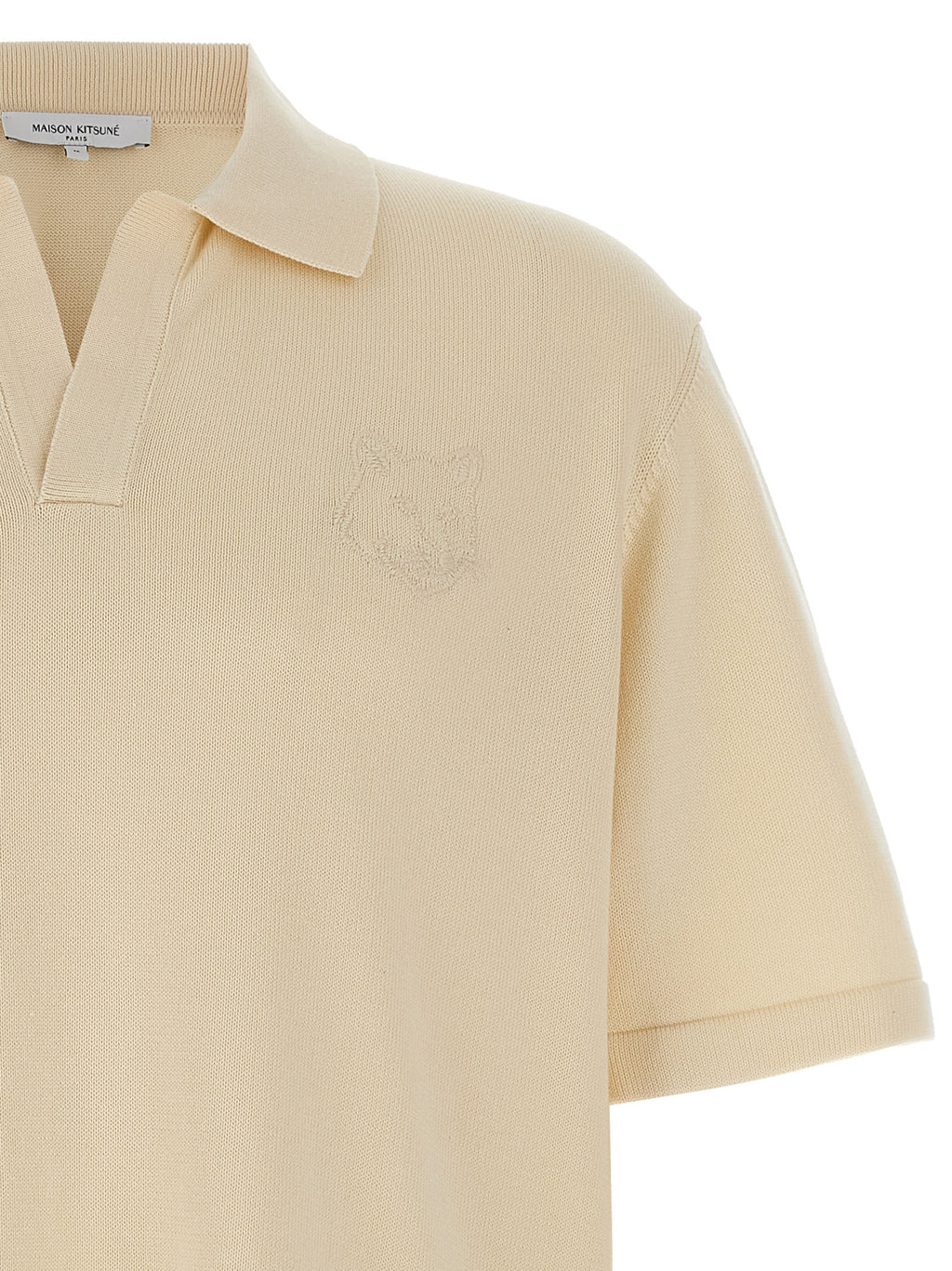 Maison Kitsuné Beige Cotton Polo Shirt Maison Kitsuné