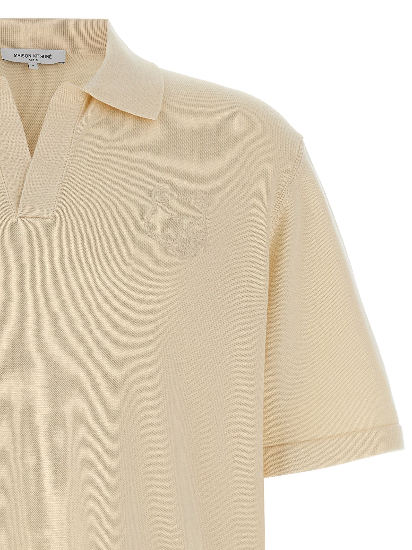 Maison Kitsuné Beige Cotton Polo Shirt Maison Kitsuné