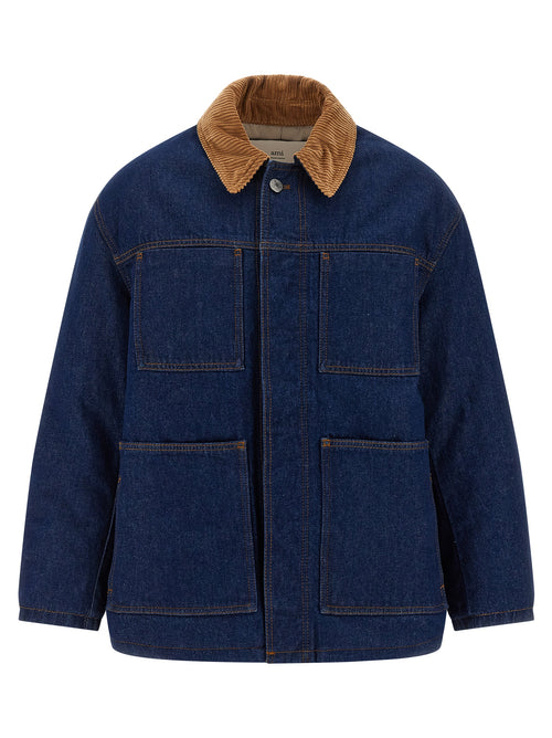 Ami Paris Blue Cotton Denim Jacket Ami Paris