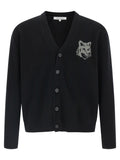 Maison Kitsuné Black Merino Wool Cardigan Maison Kitsuné