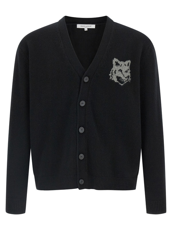 Maison Kitsuné Black Merino Wool Cardigan Maison Kitsuné