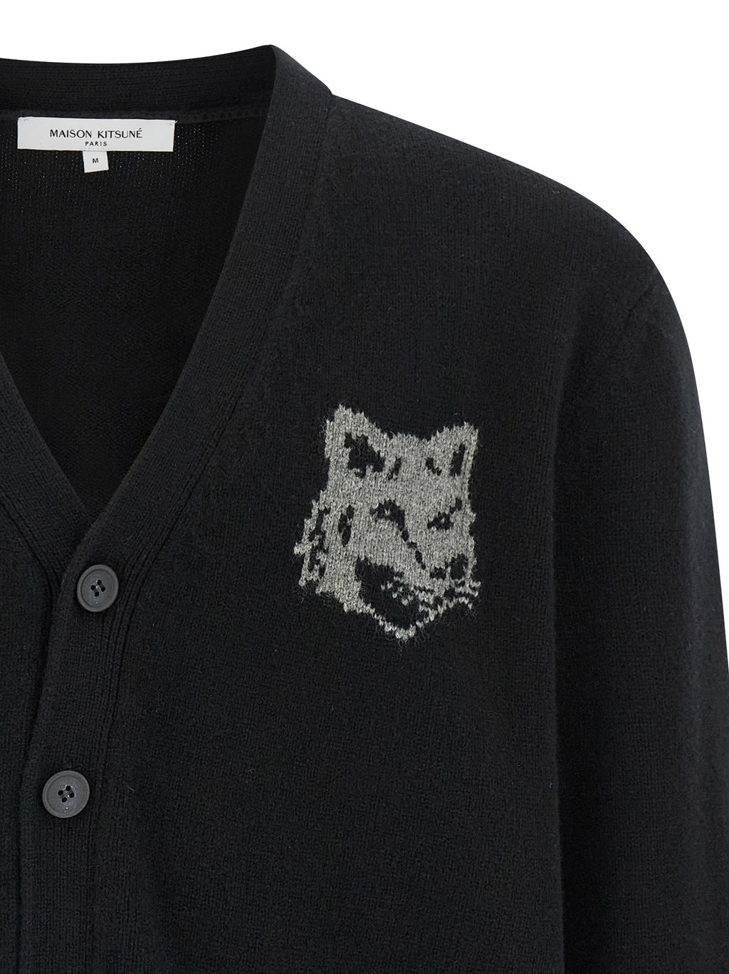 Maison Kitsuné Black Merino Wool Cardigan Maison Kitsuné