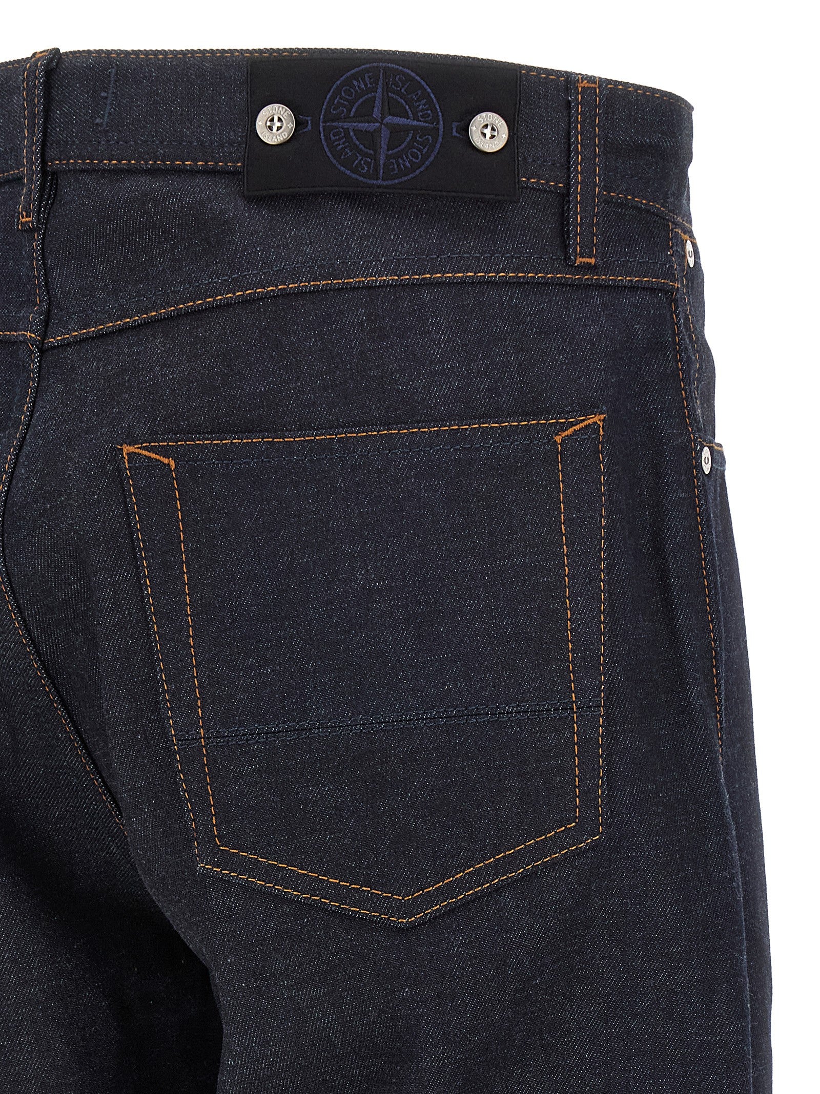 Stone Island Blue Cotton Straight-Leg Jeans Stone Island