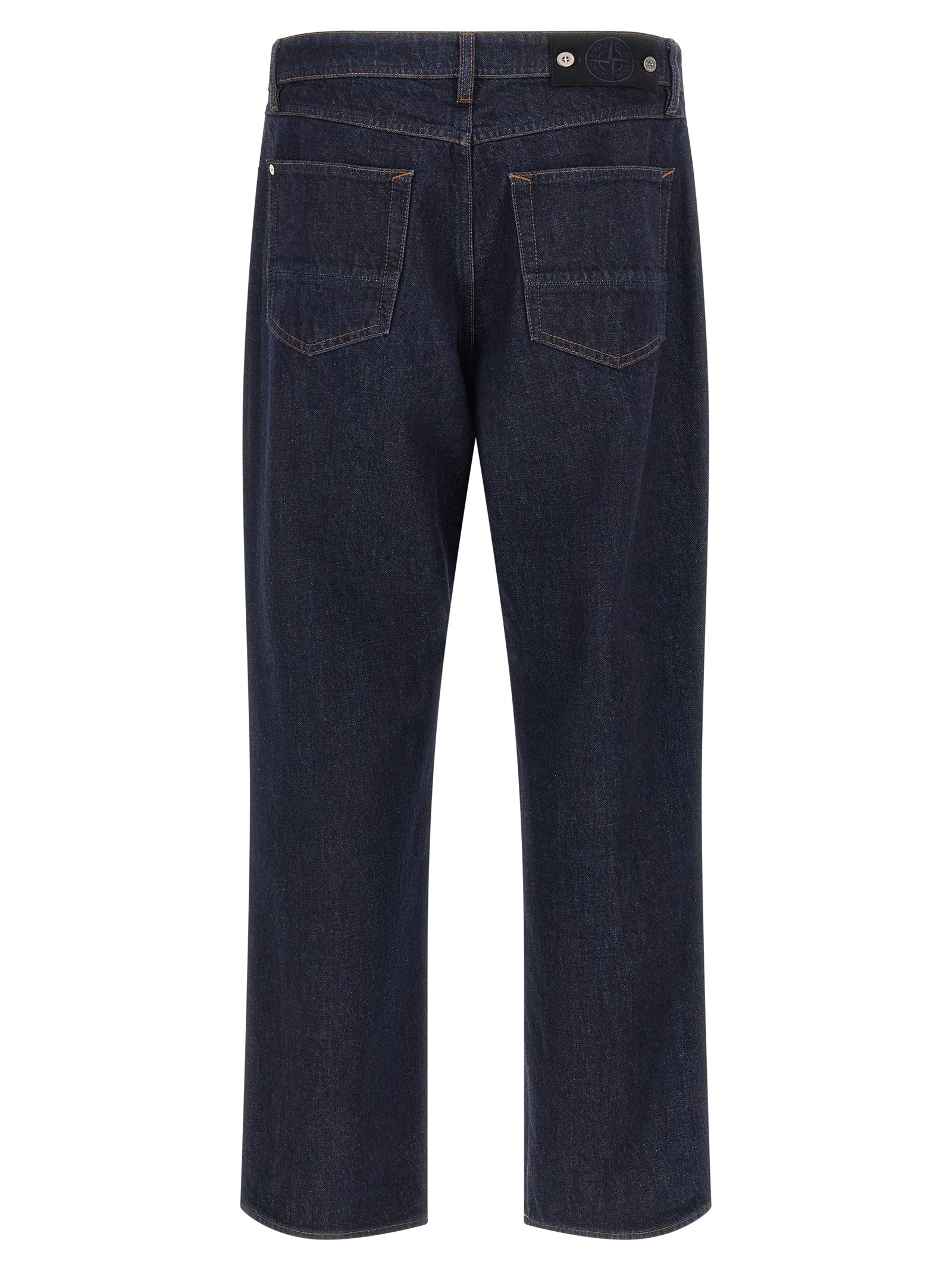Stone Island Blue Cotton Straight-Leg Jeans Stone Island