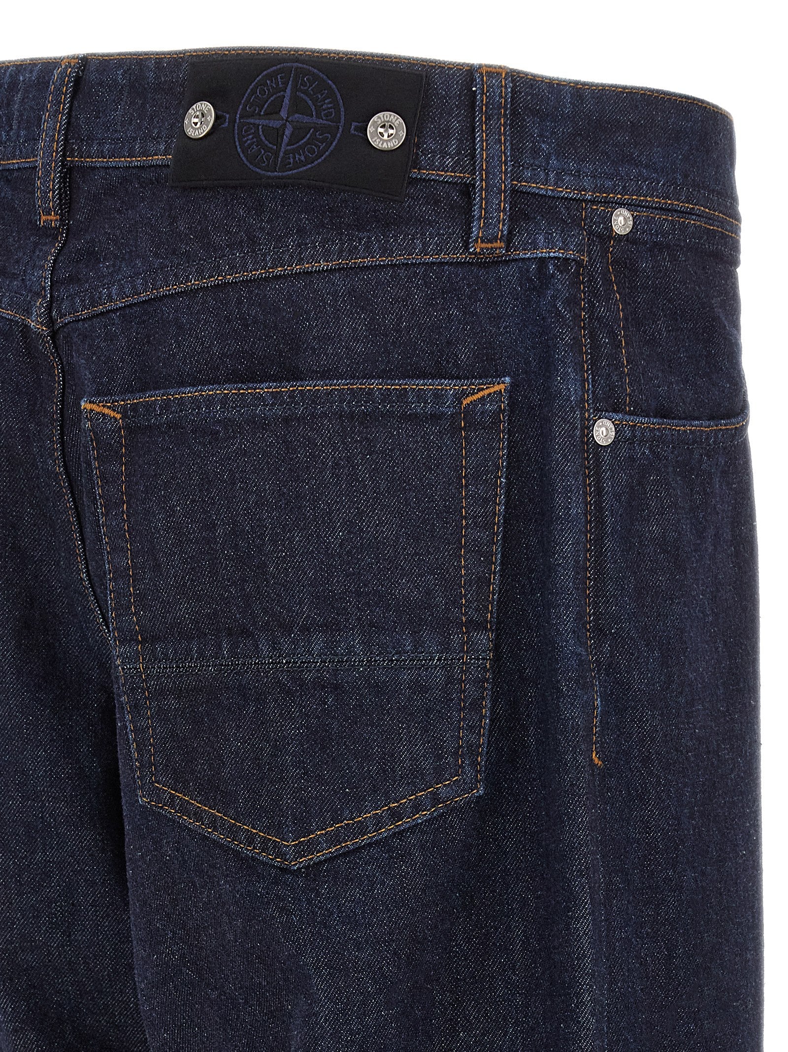 Stone Island Blue Cotton Straight-Leg Jeans Stone Island
