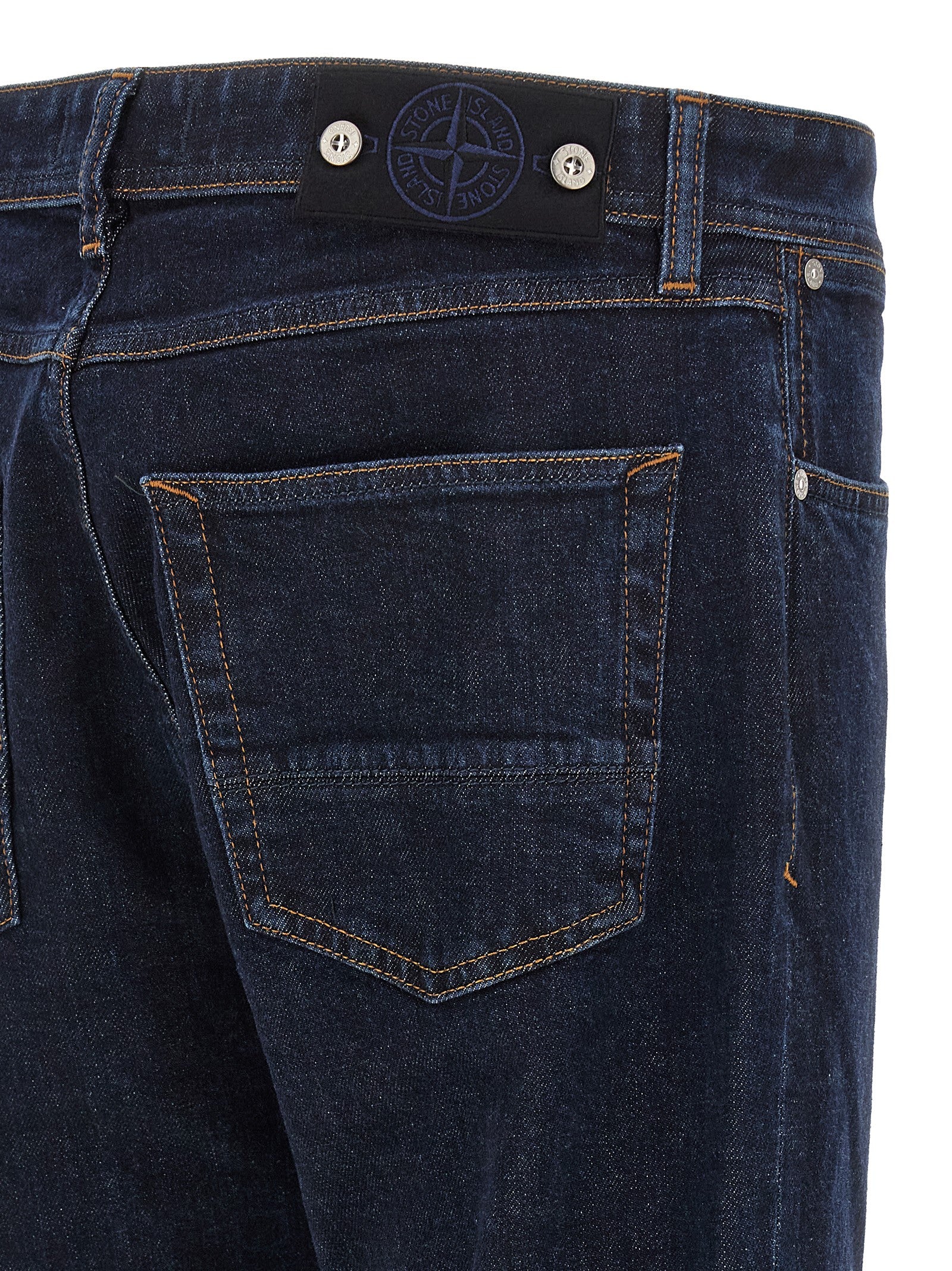 Stone Island Blue Cotton Straight-Leg Jeans Stone Island