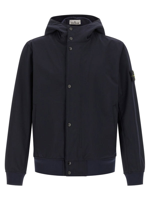 Stone Island Blue Polyester Shell Jacket Stone Island