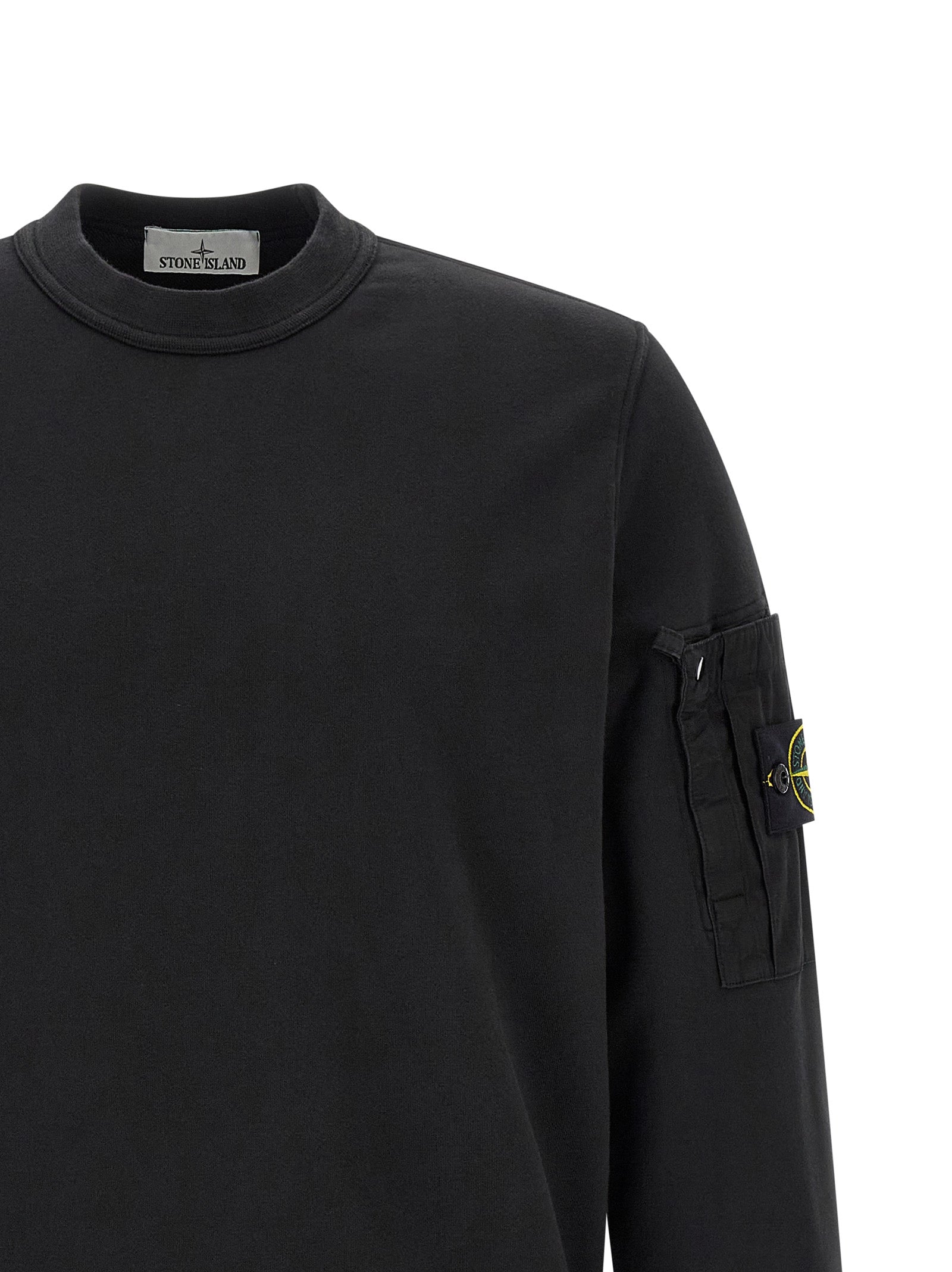 Stone Island Black Cotton Sweatshirt Stone Island