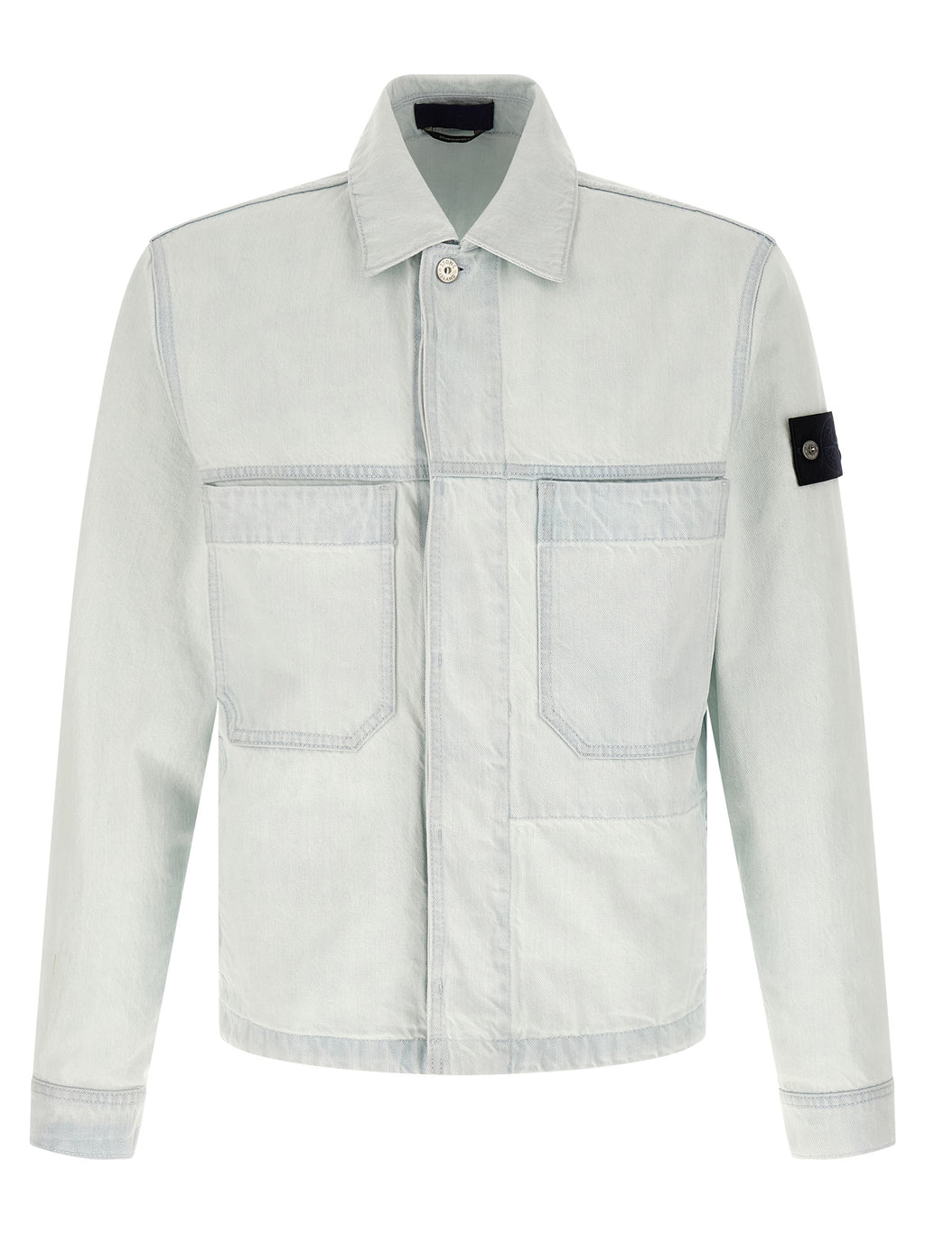 Stone Island Blue Cotton Denim Jacket Stone Island