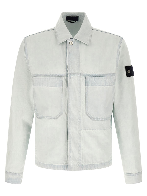 Stone Island Blue Cotton Denim Jacket Stone Island