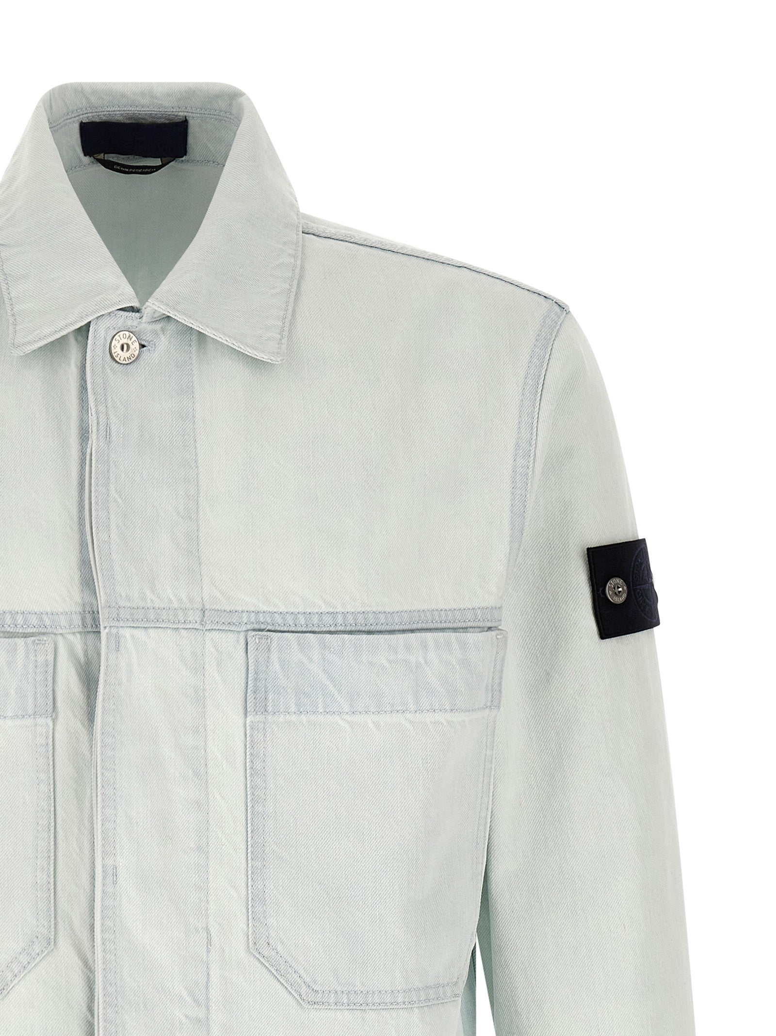Stone Island Blue Cotton Denim Jacket Stone Island
