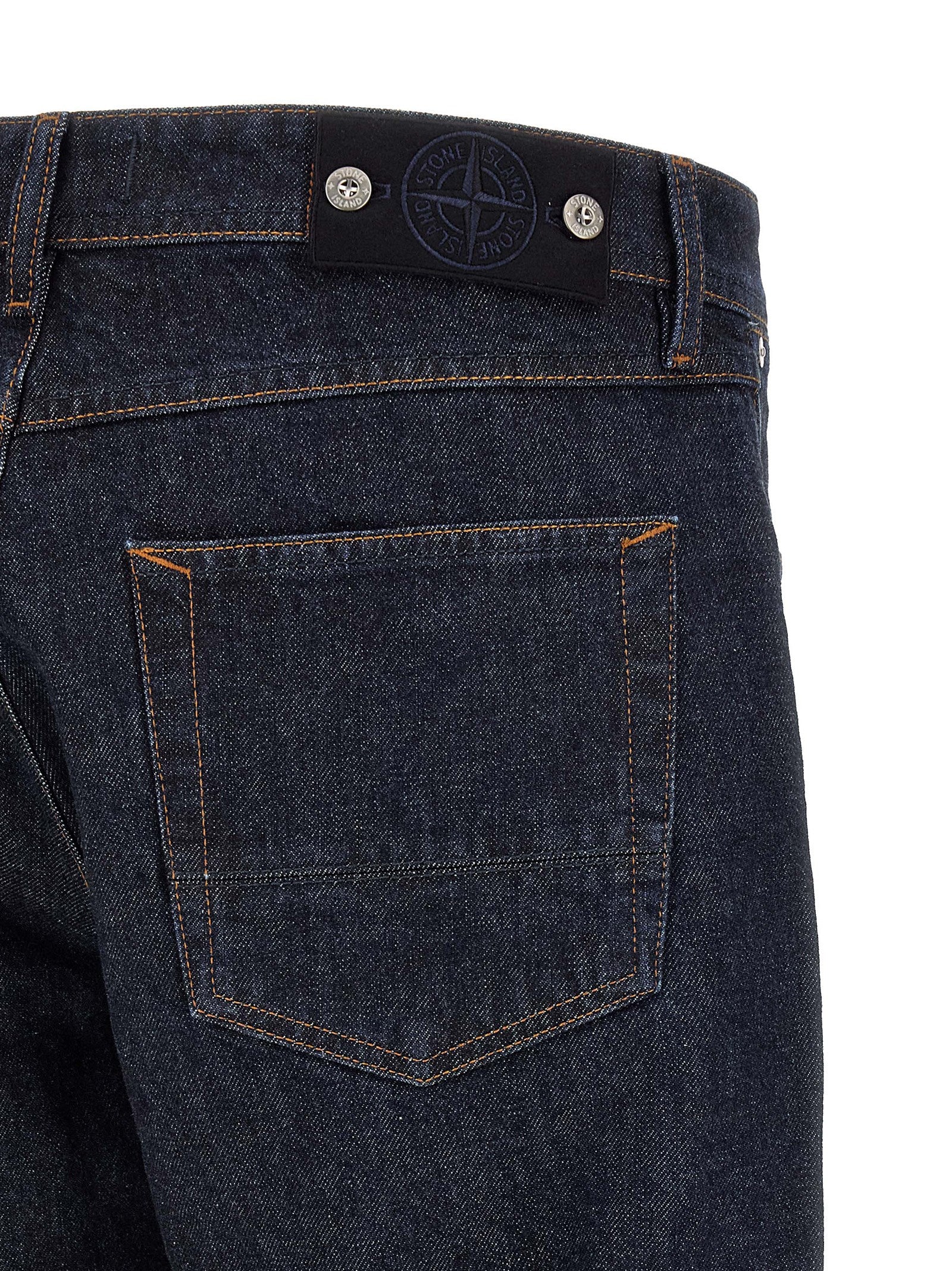 Stone Island Blue Cotton Straight-Leg Jeans Stone Island
