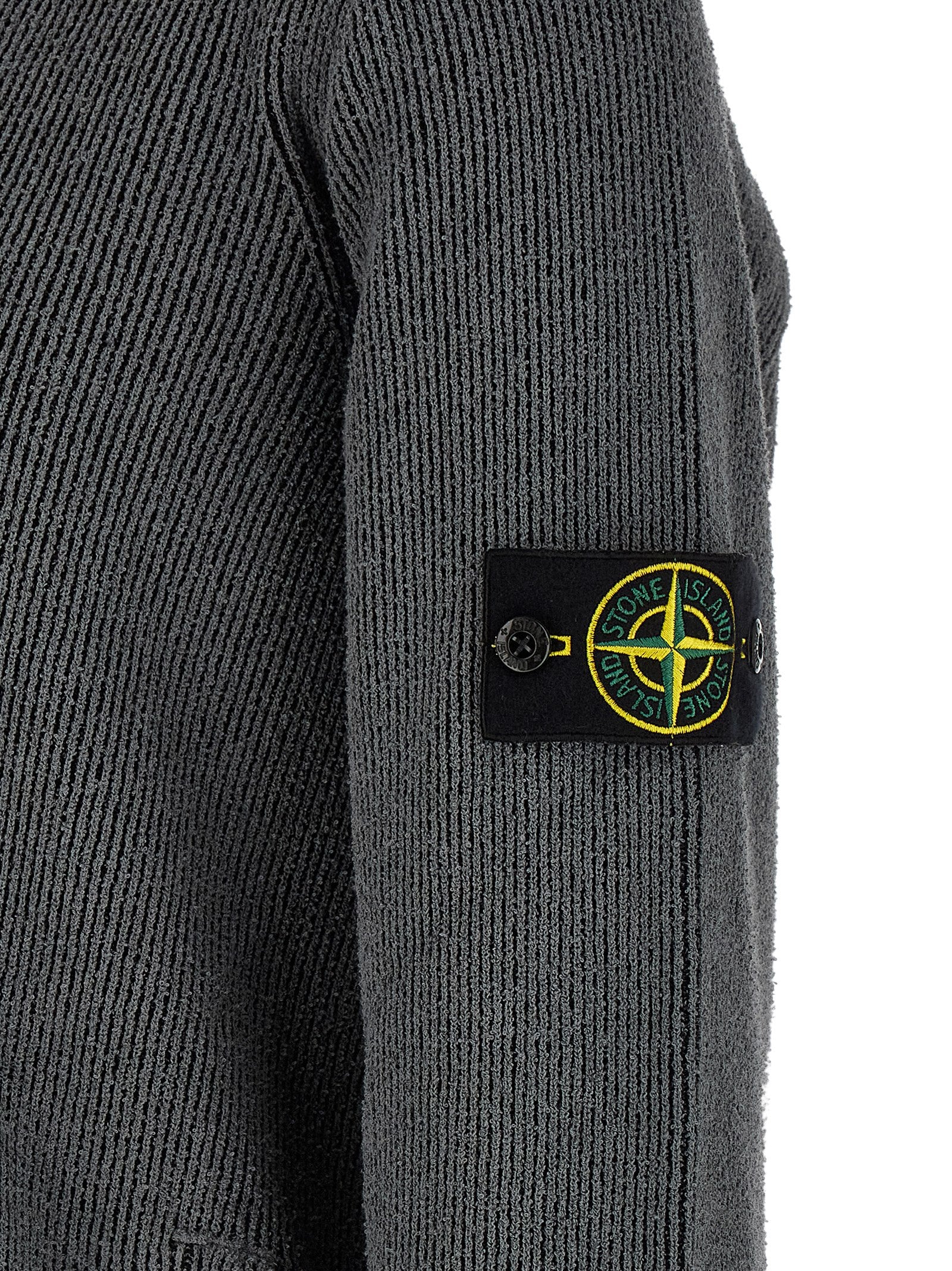 Stone Island Gray Cotton Cardigan Stone Island