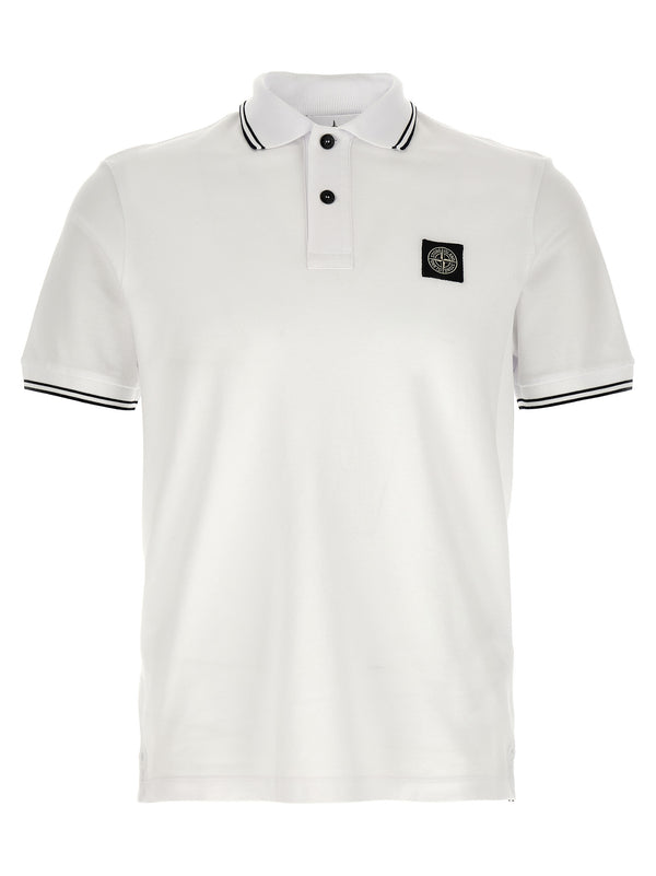 Stone Island White Cotton Polo Shirt Stone Island