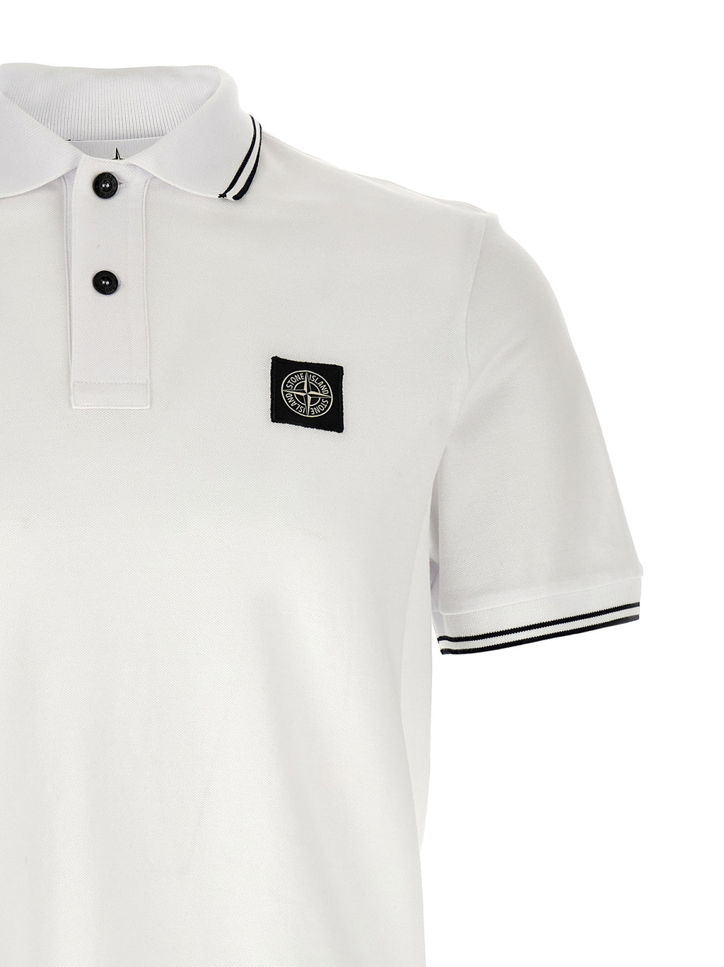 Stone Island White Cotton Polo Shirt Stone Island
