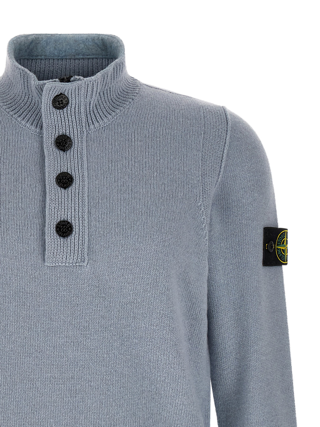 Stone Island wool cardigan compass badge at left sleeve