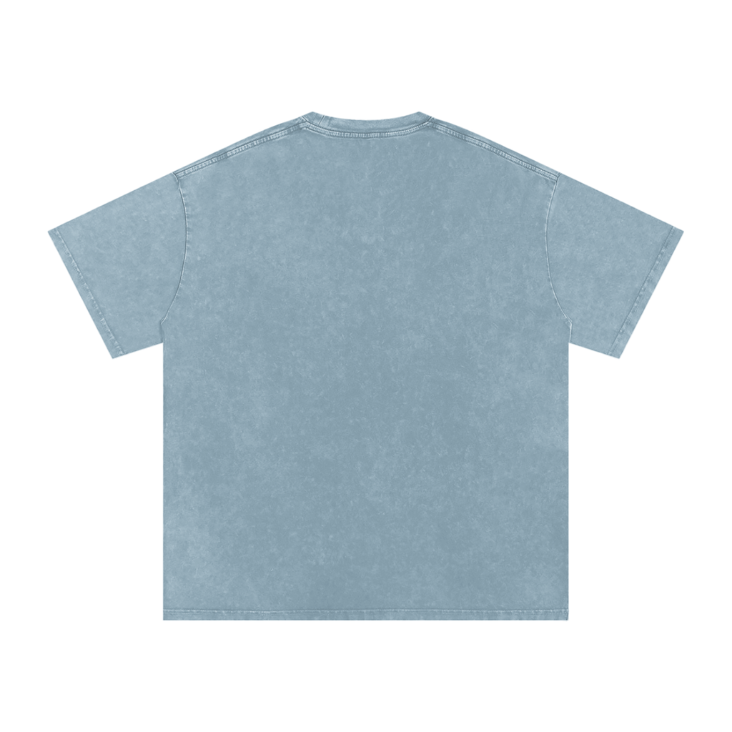 CBY Guardian art-deco graphic — snow-wash oversized tee, Guardians of Traffic figure with blackletter CBY