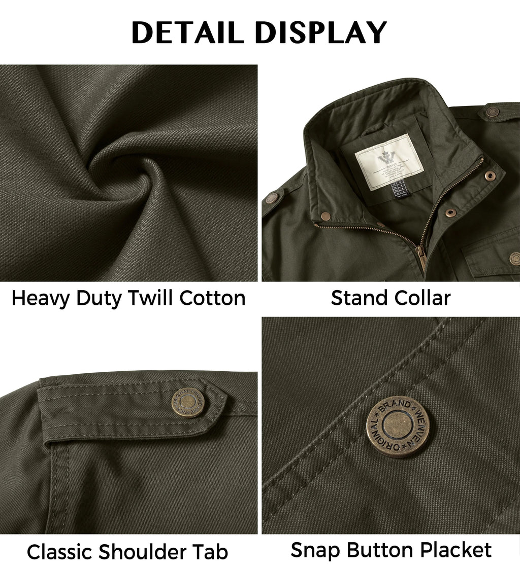Men'S Spring Work Jacket Canvas Utility Jacket Green M