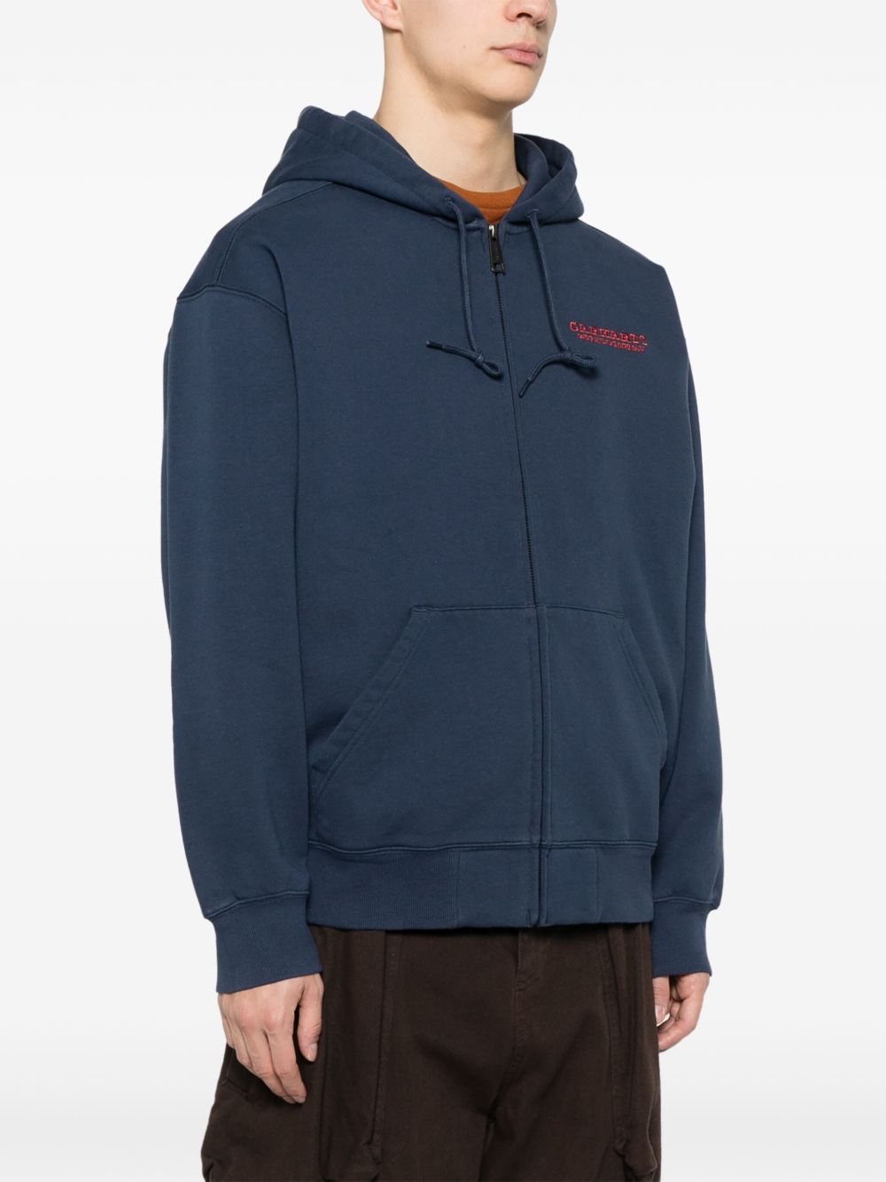 Carhartt WIP Drawstring Zip Hoodie — Navy Carhartt Wip Pre