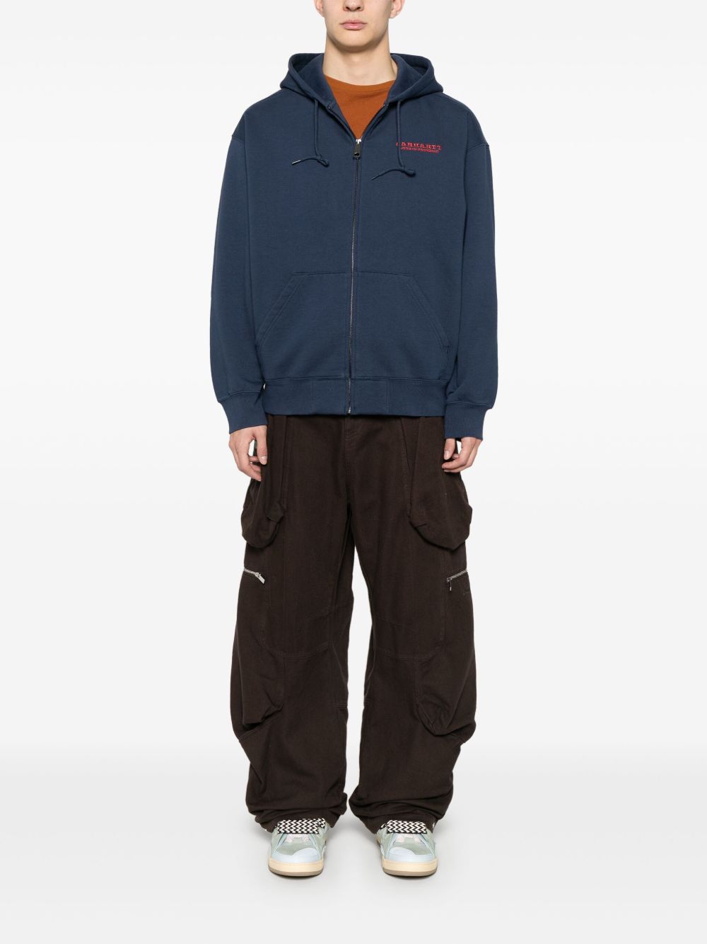 Carhartt WIP Drawstring Zip Hoodie — Navy Carhartt Wip Pre