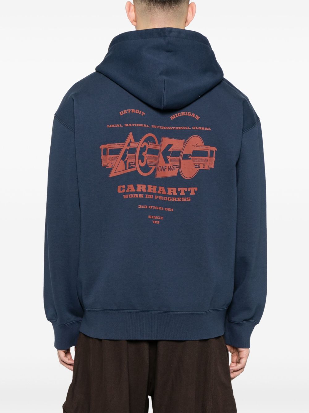 Carhartt WIP Drawstring Zip Hoodie — Navy Carhartt Wip Pre