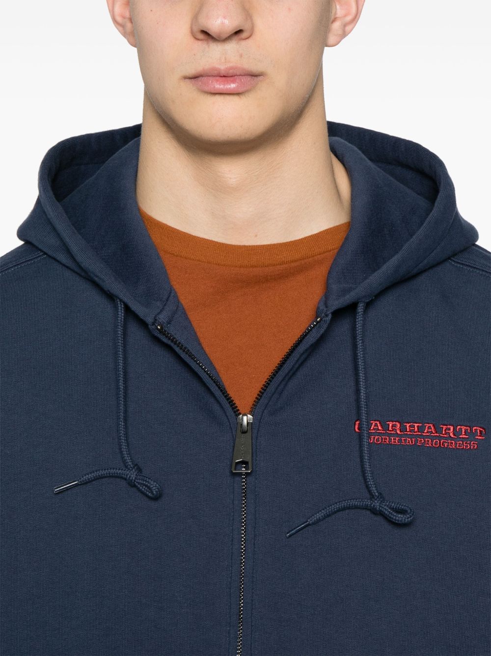 Carhartt WIP Drawstring Zip Hoodie — Navy Carhartt Wip Pre