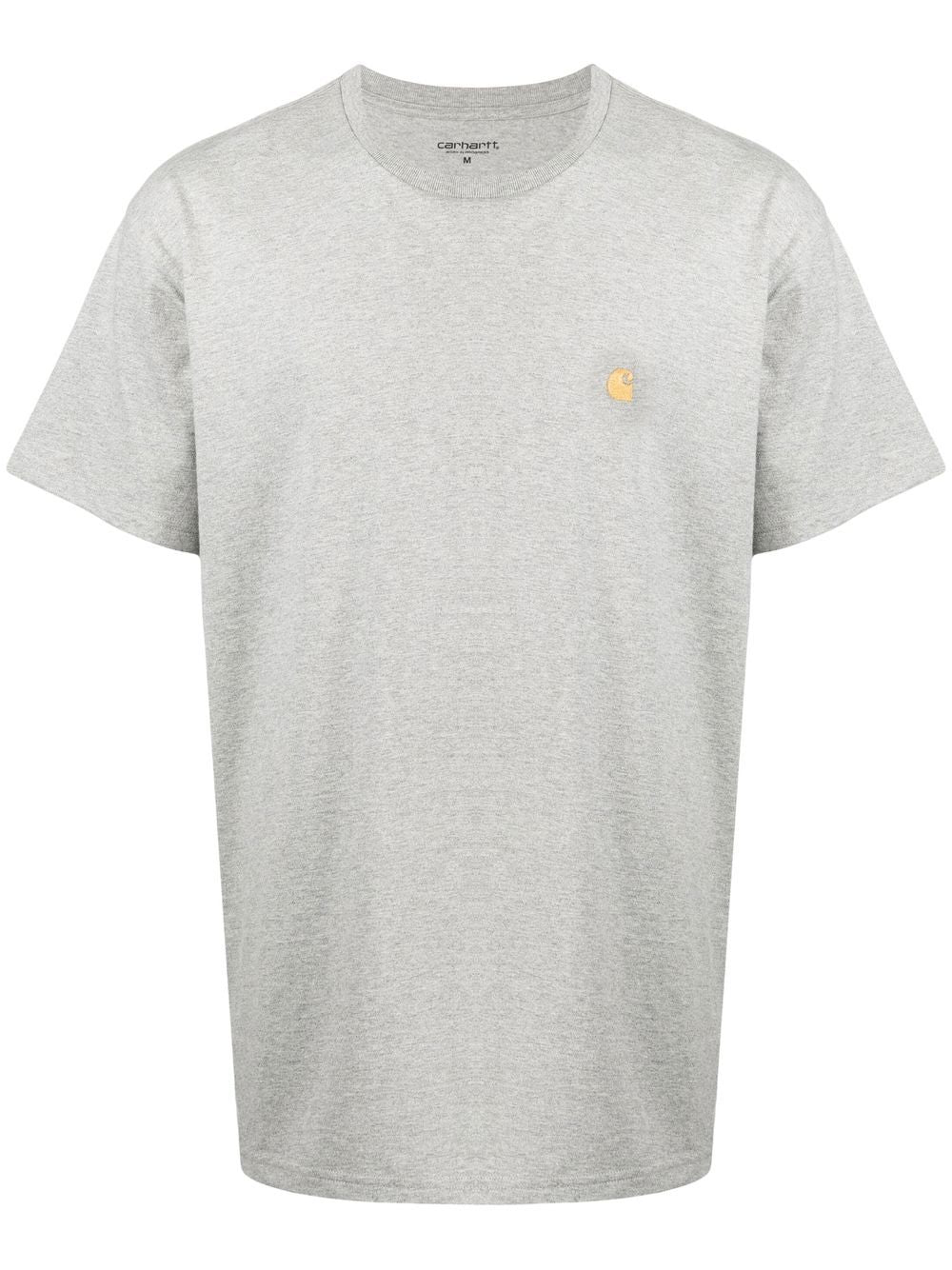 Carhartt WIP Logo Cotton T-Shirt – Heather Grey/Gold Carhartt Wip Main