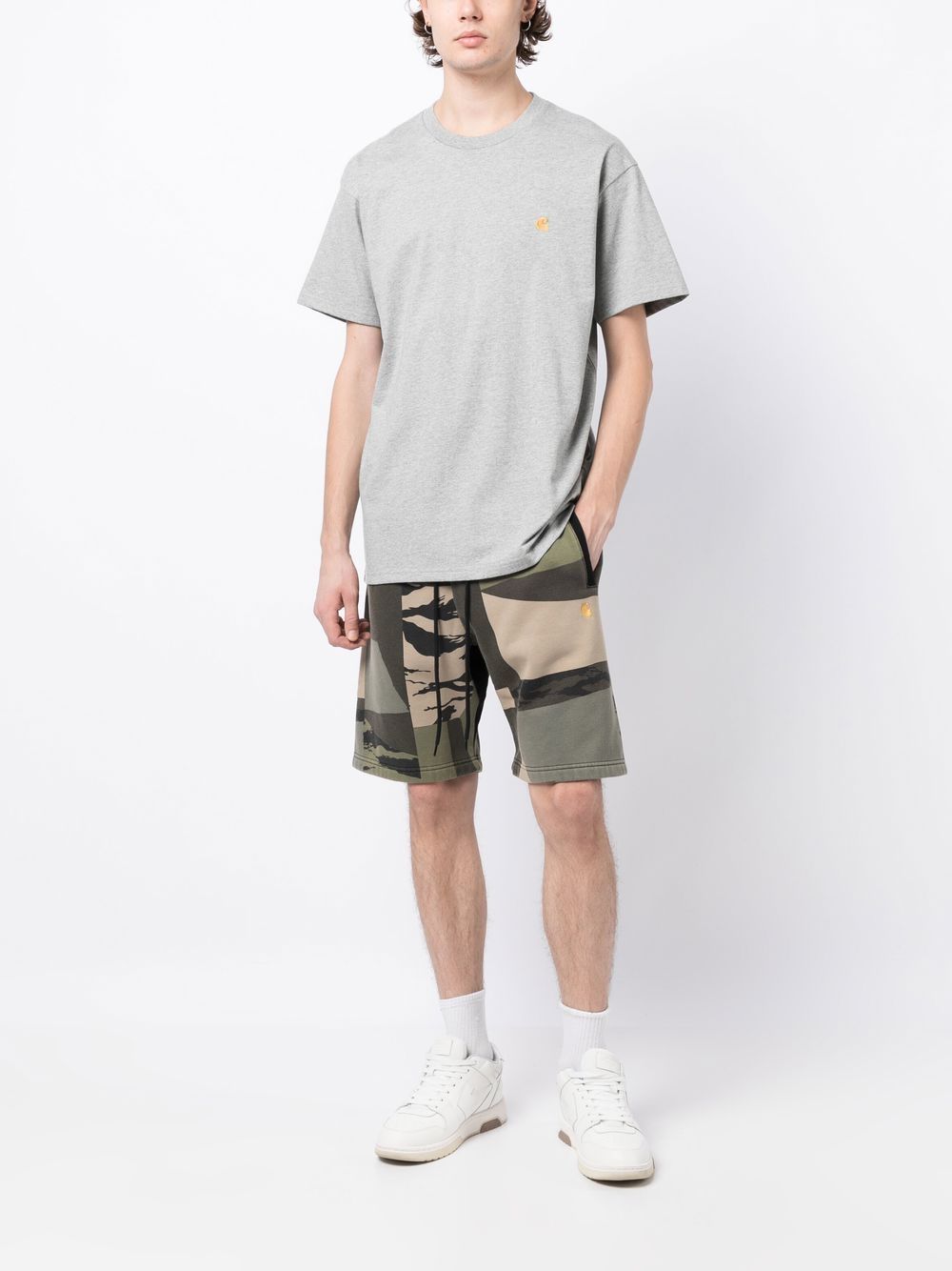 Carhartt WIP Logo Cotton T-Shirt – Heather Grey/Gold Carhartt Wip Main