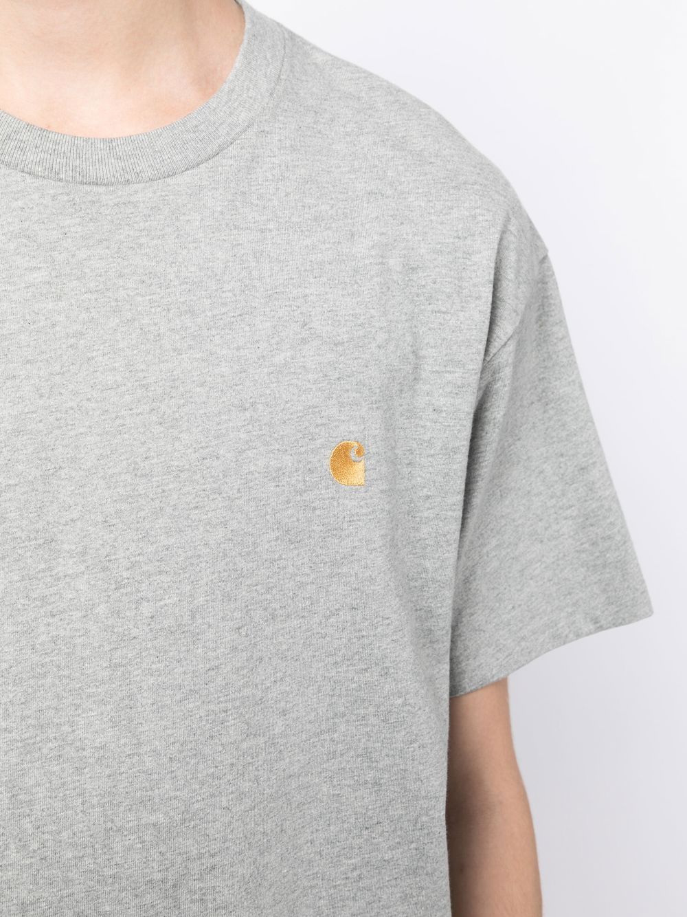 Carhartt WIP Logo Cotton T-Shirt – Heather Grey/Gold Carhartt Wip Main